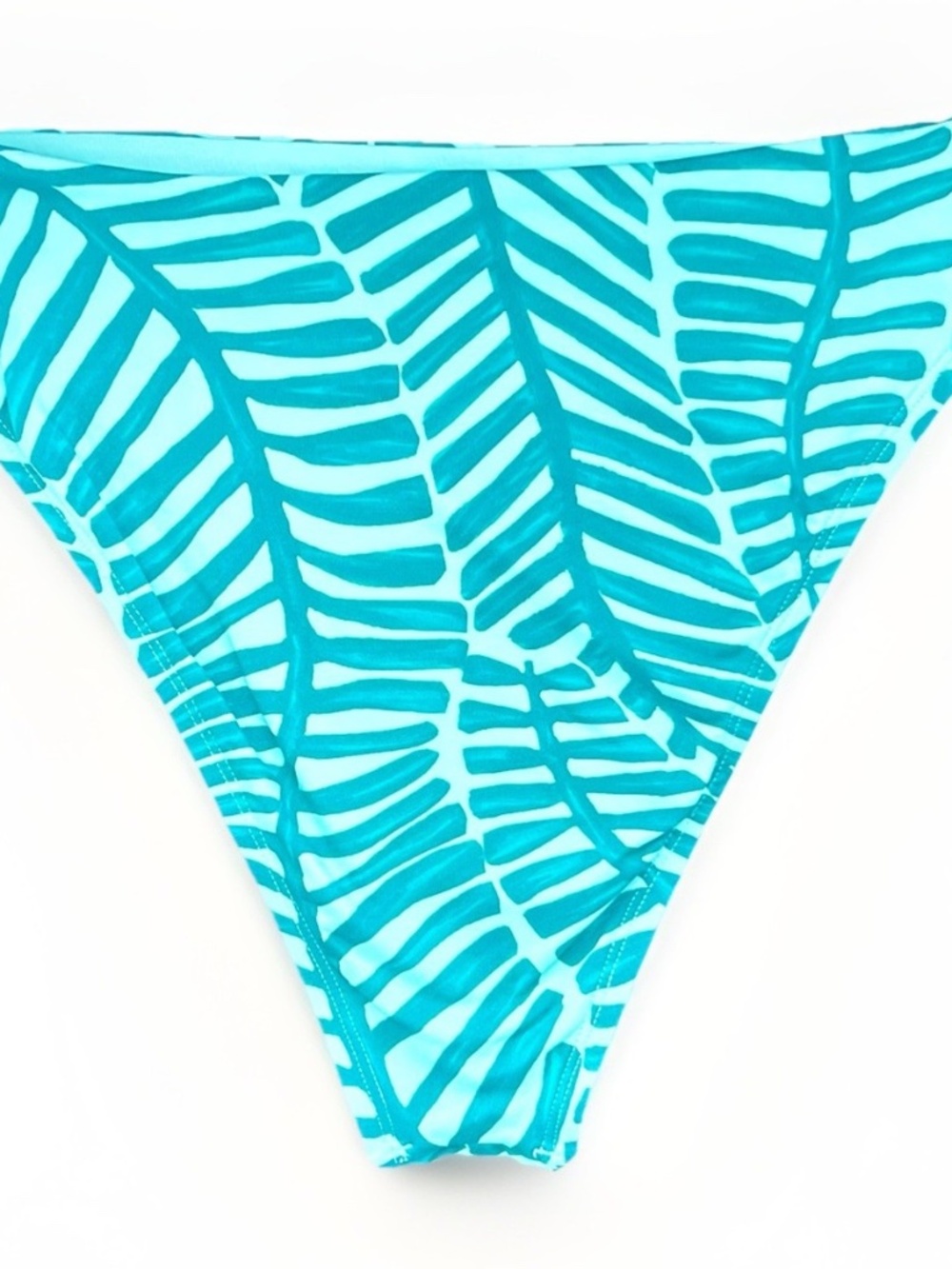 Vitamin A Teal Turquoise Blue Tropical Leaf Print High Waist Bikini Swim Bottom